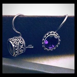 Sterling Silver Drop Earrings with Gemstone